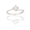 Anello Oro Bianco Oro 18 carati Solitario 4 Griffe Modello Valentino  Zircone Bianco spessore gambo 1 mm , spessore pietra 2,5