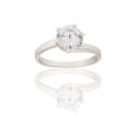 Anello Oro Bianco Oro 18 carati  Solitario 6 Griffe Zircone Bianco spessore gambo 1 mm , spessore pietra 7,4