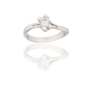 Anello Oro Bianco Oro 18 carati  Solitario 4 Griffe Zircone Bianco spessore gambo 1,4 mm , spessore pietra 4,3