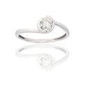 Anello Oro Bianco Oro 18 carati  Solitario 4 Griffe Con Contorno Zircone Bianco