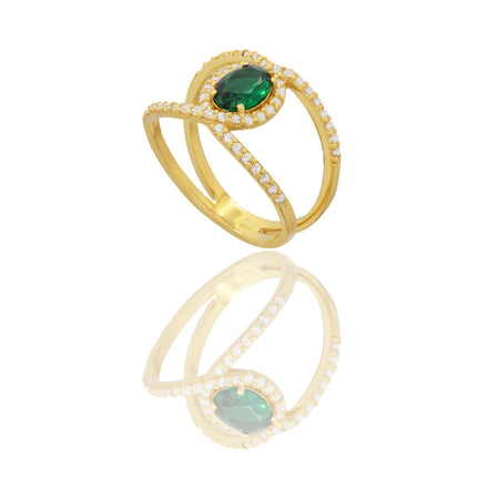 ANELLO DONNA FASCIA VUOTA CON PIETRA CENTRALE OVALE