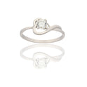 Anello Oro Bianco Oro 18 carati Solitario Contorno Cuore  Zircone Bianco