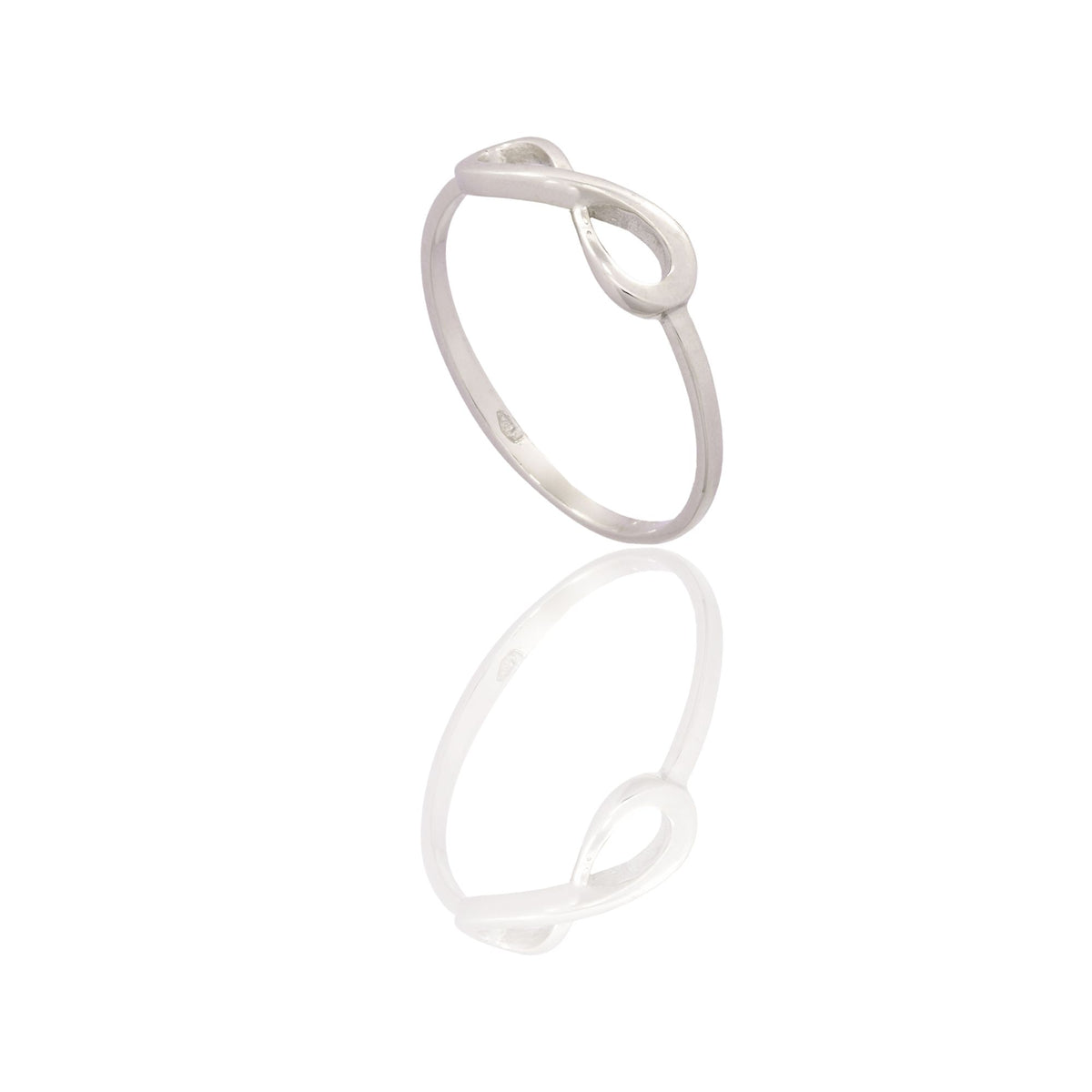 Anello Oro Bianco Oro 18 carati Simbolo Infinito Solo Oro spessore gambo 1 mm , spessore infinito 1,8