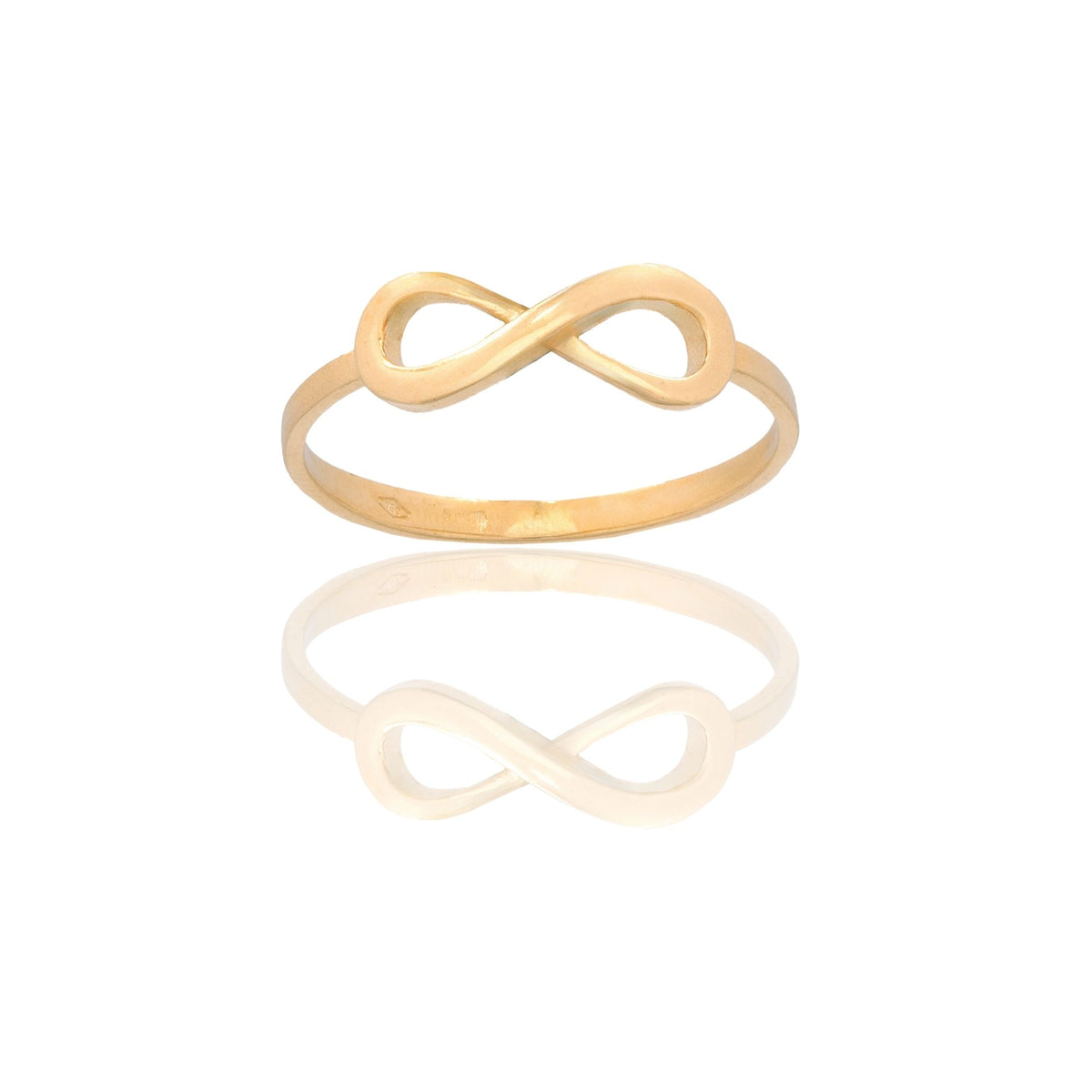 Anello Oro Giallo Oro 18 carati Simbolo Infinito Solo Oro spessore gambo 1 mm , spessore infinito 1,8