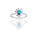 Anello Oro Bianco Oro 18 carati Modello Modello Kate  Zircone Azzurro, Zirconi Bianchi 