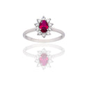 Anello Oro Bianco Oro 18 carati Modello Modello Kate  Zircone Rosso, Zirconi Bianchi 