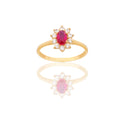 Anello Oro Giallo Oro 18 carati Modello Modello Kate  Zircone Rosso, Zirconi Bianchi 
