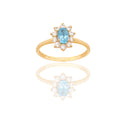 Anello Oro Giallo Oro 18 carati Modello Modello Kate  Zircone Azzurro, Zirconi Bianchi 
