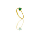 Anello Oro Giallo Oro 18 carati Solitario Cuore Zircone Verde spessore gambo 1 mm , spessore pietre 5,6