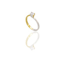 Anello Oro Giallo Oro Bianco Oro 18 carati Solitario 4 griffe Zircone Bianco spessore gambo 2,30 mm , spessore pietra 4,0