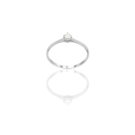 Anello Oro Bianco Oro 18 carati Solitario 4 griffe Zircone Bianco spessore gambo 1,40 mm , spessore pietra 3,0