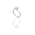 Anello Oro Bianco Oro 18 carati Solitario Valentino 4 griffe Zircone Bianco spessore gambo 2,50 mm , spessore pietra 6,0