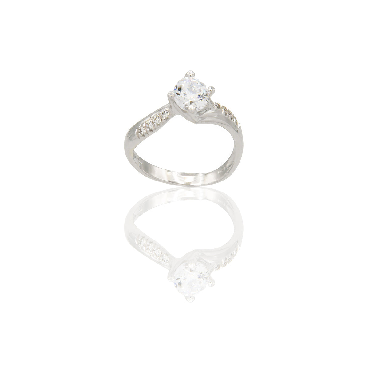ANELLO DONNA SOLITARIO 4 GRIFFE GAMBO PAVE'