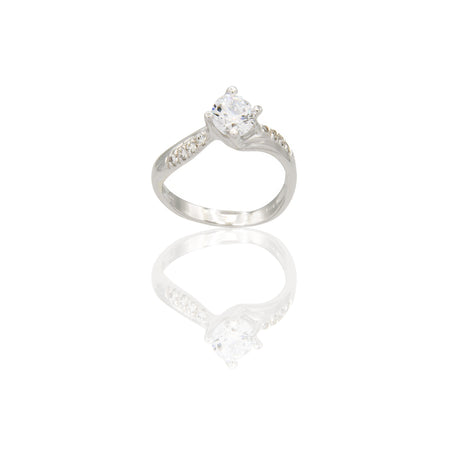 ANELLO DONNA SOLITARIO 4 GRIFFE GAMBO PAVE'
