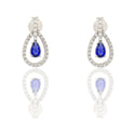 Orecchini Oro Bianco Oro 18 carati Pendenti A Goccia Zirconi Blu, Zirconi Bianchi 