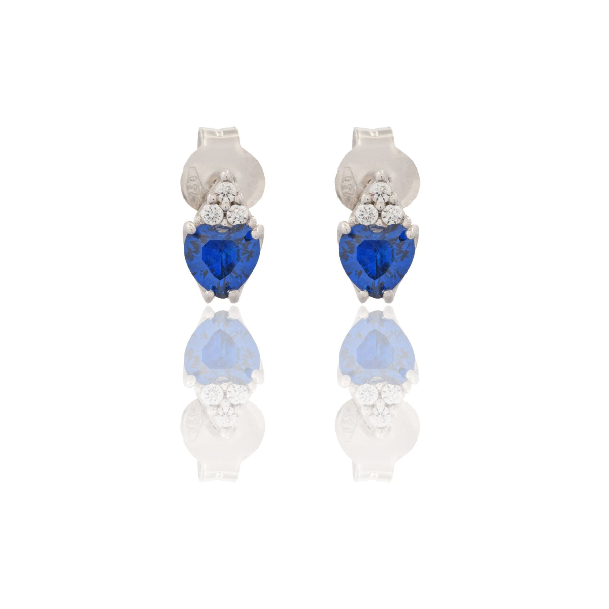 Orecchini Oro Bianco Oro 18 carati Pendenti A Cuore Zirconi Blu, Zirconi Bianchi mis. 1