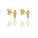 Orecchini Oro Giallo Oro 18 carati Croce pavè Zirconi Bianchi lunghezza cm.1,00 larghezza cm.0,5