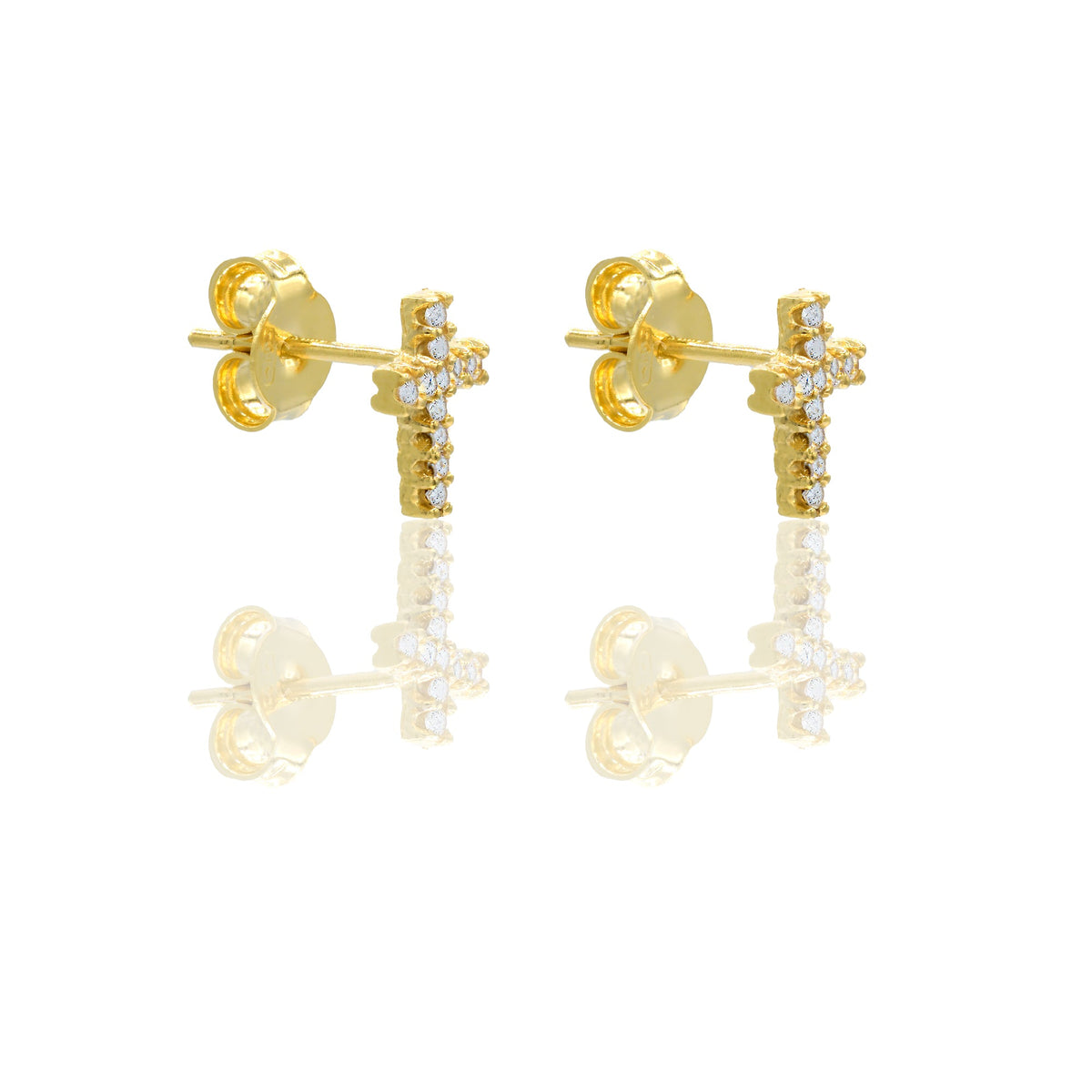 Orecchini Oro Giallo Oro 18 carati Croce pavè Zirconi Bianchi lunghezza cm.1,00 larghezza cm.0,5
