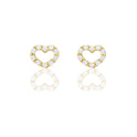 Orecchini Oro Giallo Oro 18 carati Contorno cuore pavè Zirconi Bianchi lunghezza cm.0,50 larghezza cm.0,40