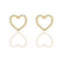 Orecchini Oro Giallo Oro 18 carati Contorno cuore pavè Zirconi Bianchi lunghezza cm.1,30 larghezza cm.1,00