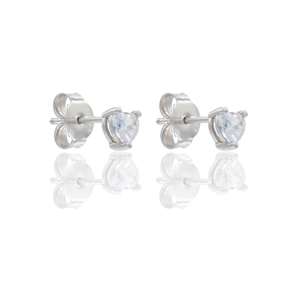 Orecchini Oro Bianco Oro 18 carati Punto luce Cuore Zircone Bianco lunghezza cm.0,50 larghezza cm.0,40