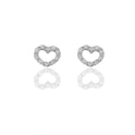 Orecchini Oro Bianco Oro 18 carati Contorno cuore pavè Zirconi Bianchi lunghezza cm.0,50 larghezza cm.0,40