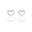 Orecchini Oro Bianco Oro 18 carati Contorno cuore pavè Zirconi Bianchi lunghezza cm.1,00 larghezza cm.0,70