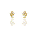 Orecchini Oro Giallo Oro 18 carati Angioletto pavè Zirconi Bianchi lunghezza cm.0,8 larghezza cm.0,5