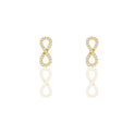 Orecchini Oro Giallo Oro 18 carati Simbolo Infinito pavè Zirconi Bianchi lunghezza cm.1,5 larghezza cm.0,5