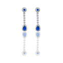 Orecchini Oro Bianco Oro 18 carati Goccia Pendente Zirconi Blu, Zirconi Bianchi 
