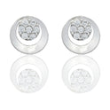 Orecchini Oro Bianco Oro 18 carati Cerchio Con Contorno Asimmetrico Zirconi Bianchi