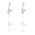 Orecchini Oro Bianco Oro 18 carati Ballerina Pendente Zirconi Bianchi