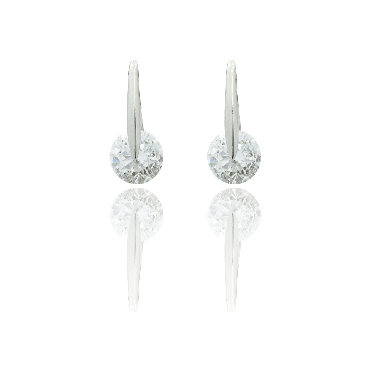 Orecchini Oro Bianco Oro 18 carati  Punto Luce Pendente  Zirconi Bianchi