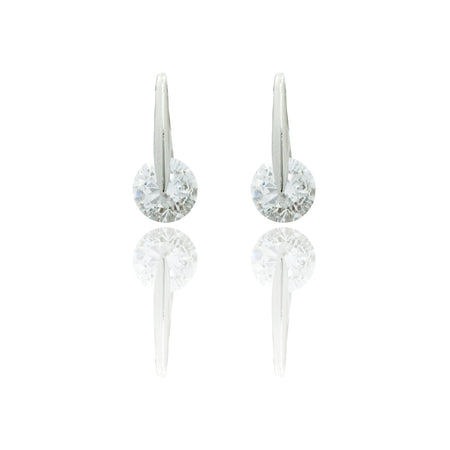 Orecchini Oro Bianco Oro 18 carati  Punto Luce Pendente  Zirconi Bianchi
