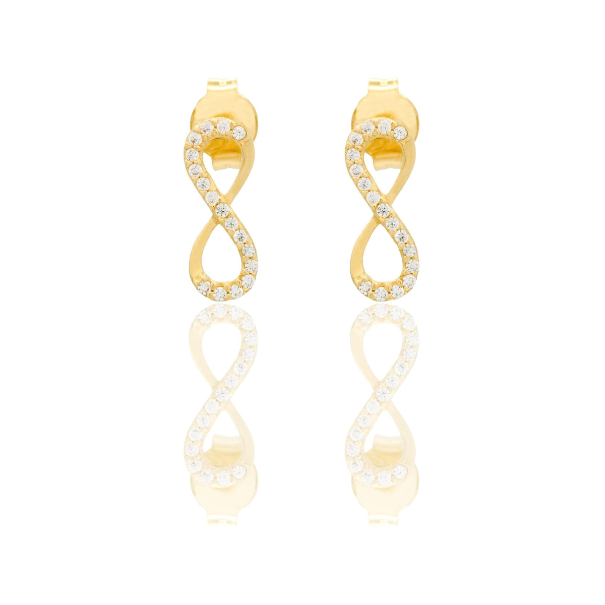 Orecchini Oro Giallo Oro 18 carati Simbolo Infinito Zirconi Bianchi
