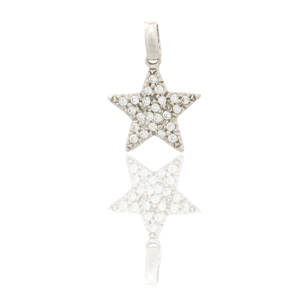 Ciondolo Oro Bianco Oro 18 carati Stella Pave' Zirconi Bianchi cm.2