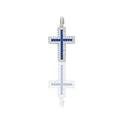 Ciondolo Oro Bianco Oro 18 carati Croce pavè Zirconi Bianchi, Zirconi blu lunghezza cm. 2,5 larghezza cm. 1,5