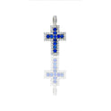 Ciondolo Oro Bianco Oro 18 carati Croce pavè Zirconi Bianchi, Zirconi blu lunghezza cm. 2,4 larghezza cm. 1,5