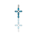 Ciondolo Oro Bianco Oro 18 carati Croce pavè Zirconi blu, Zircone Bianco lunghezza cm. 2,5 larghezza cm. 1,3