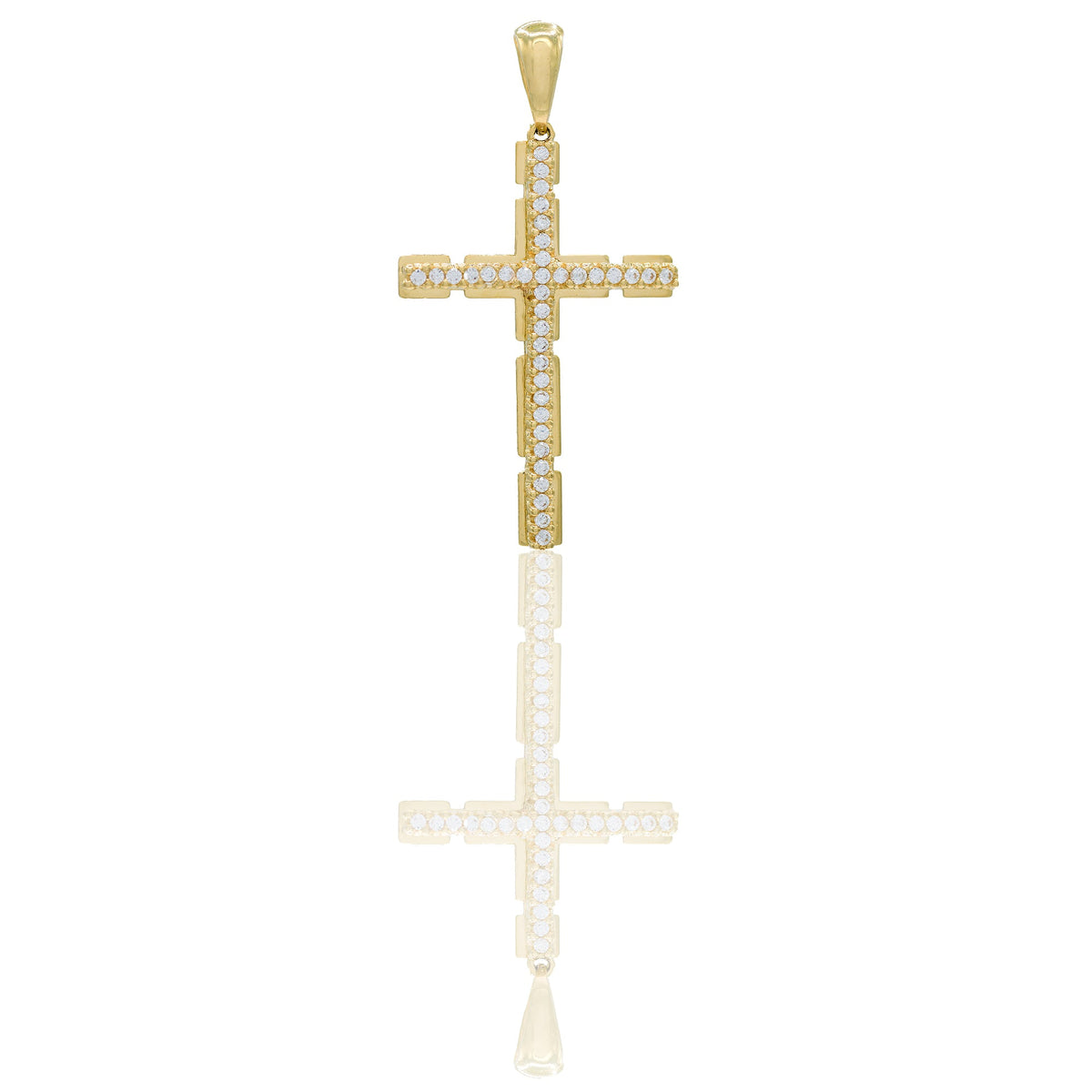 Ciondolo Oro Giallo Oro 18 carati Croce pavè Zirconi Bianchi lunghezza cm.3,50 larghezza cm.2,00