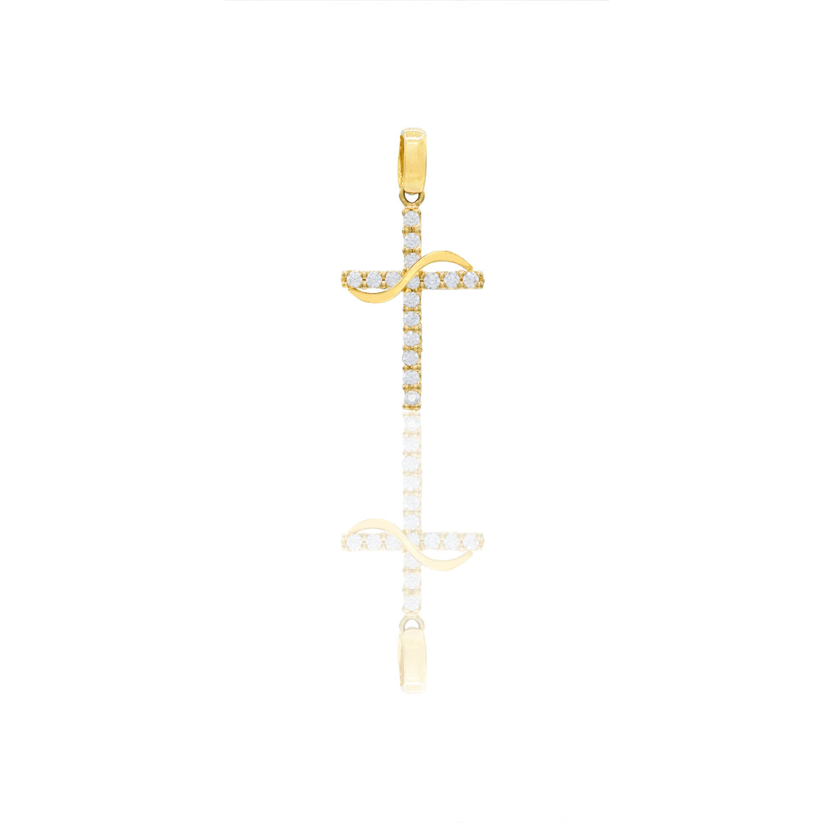 Ciondolo Oro Giallo Oro 18 carati Croce pavè Zirconi Bianchi lunghezza cm.2.00 larghezza cm.1.1