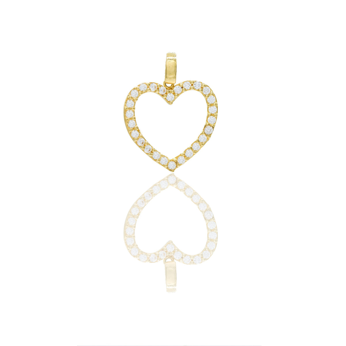 Ciondolo Oro Giallo Oro 18 carati Cuore pavè Zirconi Bianchi lunghezza cm.1,5 larghezza cm.1,7