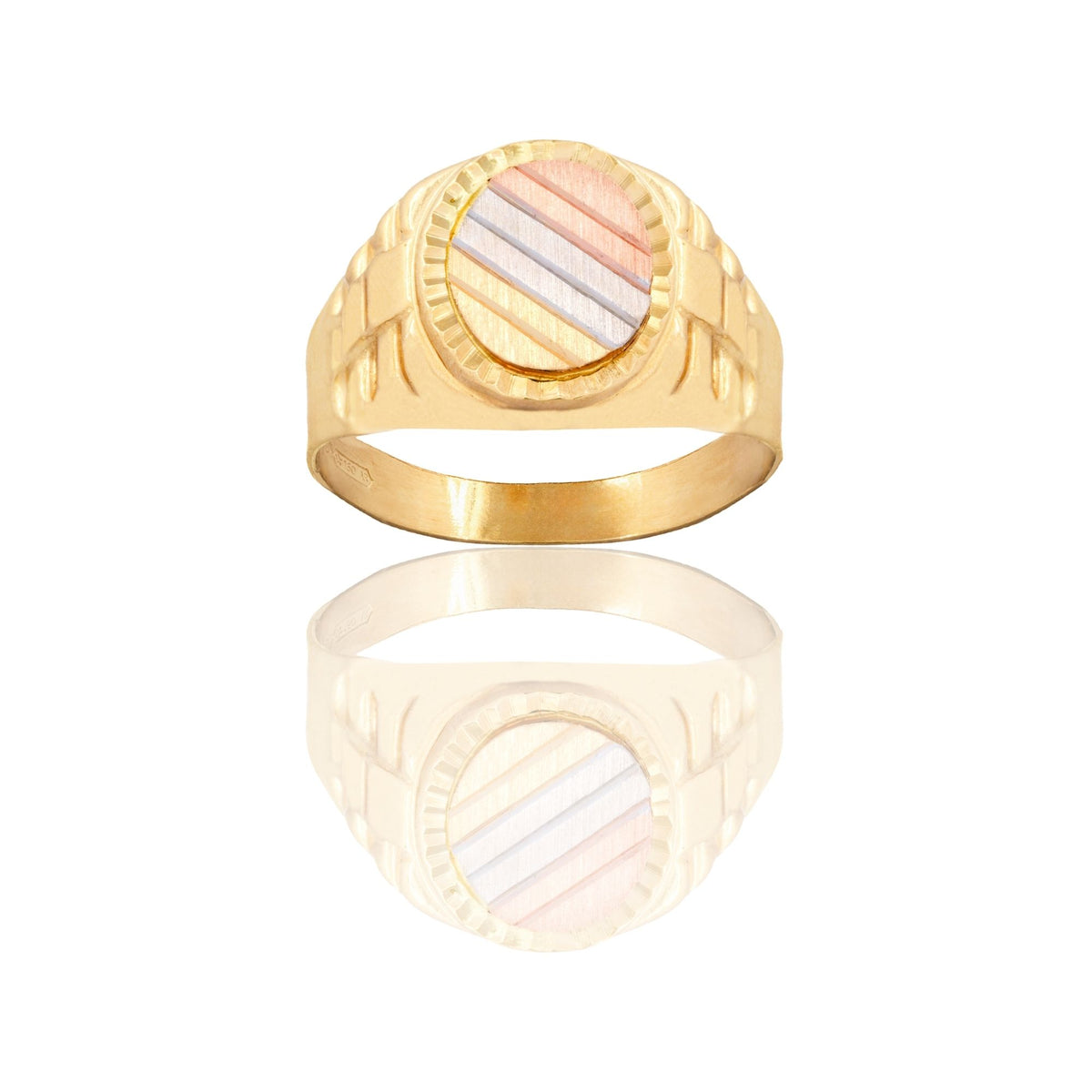 Anello Oro Giallo, Oro Bianco, Oro Rosa Oro 18 carati Uomo Scudo Tondo Solo Oro 