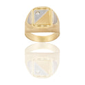 Anello Oro Giallo, Oro Bianco, Oro Rosa Oro 18 carati Uomo Scudo Quadrato Zircone Bianco 