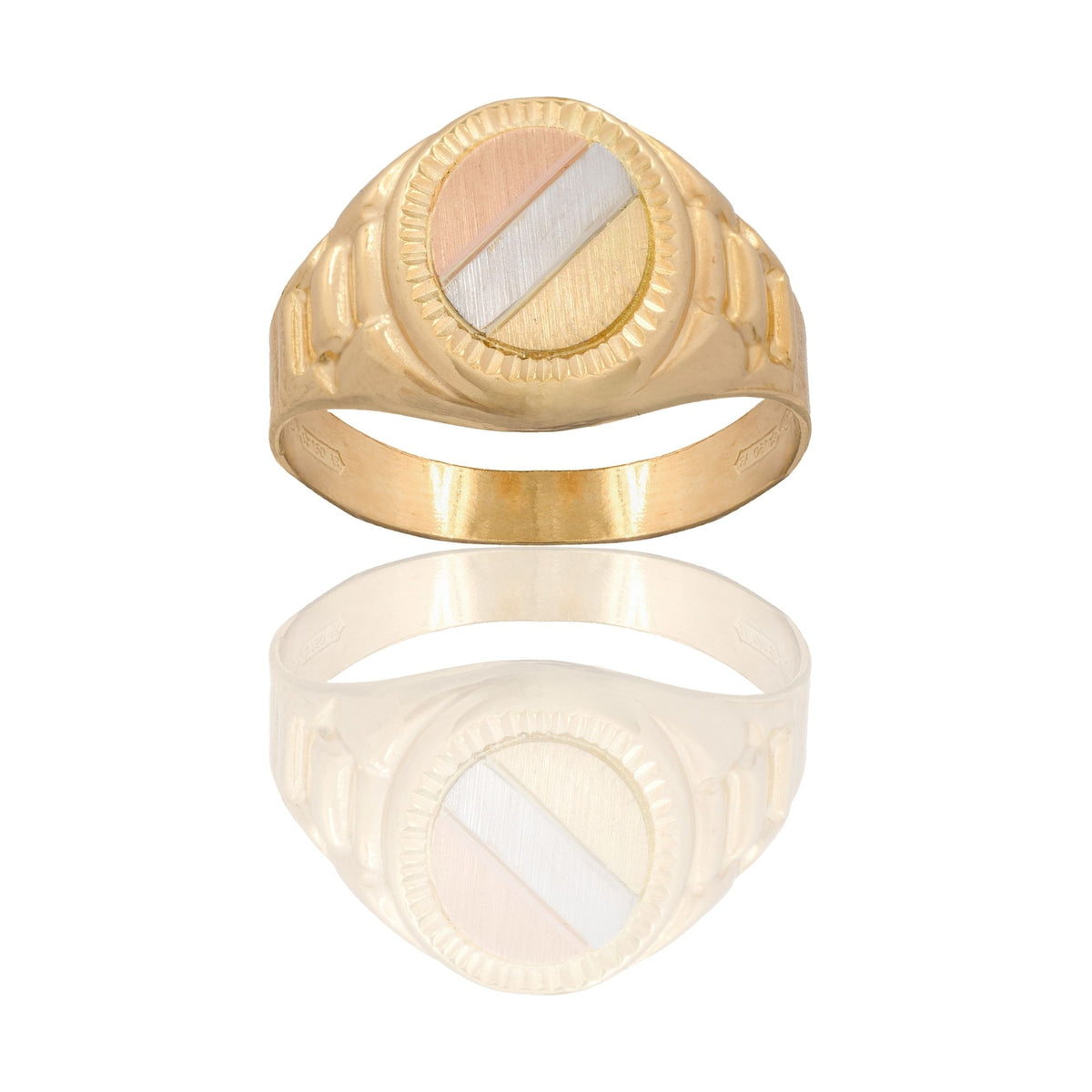 Anello Oro Giallo, Oro Bianco, Oro Rosa Oro 18 carati Uomo Scudo Tondo Solo Oro 