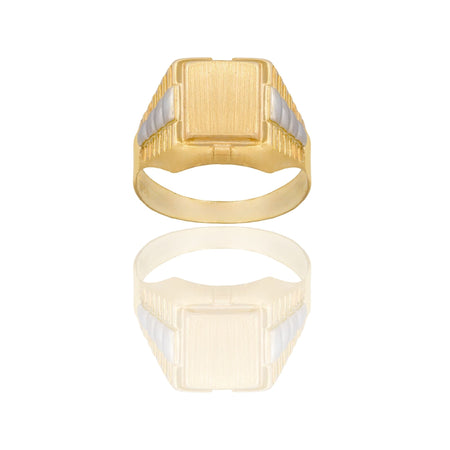 Anello Oro Giallo, Oro Bianco Oro 18 carati Uomo Scudo Quadrato Solo Oro 