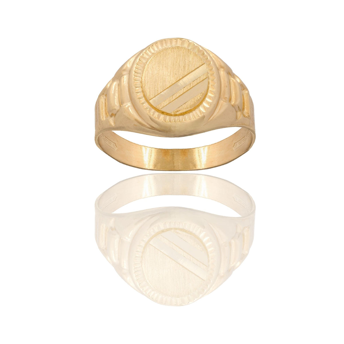 Anello Oro Giallo Oro 18 carati Uomo Scudo Tondo Solo Oro