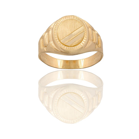 Anello Oro Giallo Oro 18 carati Uomo Scudo Tondo Solo Oro