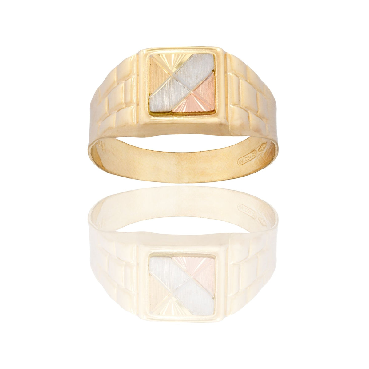 Anello Oro Giallo, Oro Bianco, Oro Rosa Oro 18 carati Uomo Scudo Quadrato Solo Oro 