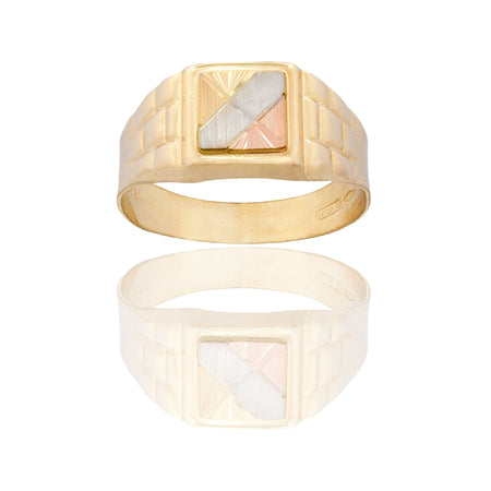 Anello Oro Giallo, Oro Bianco, Oro Rosa Oro 18 carati Uomo Scudo Quadrato Solo Oro 
